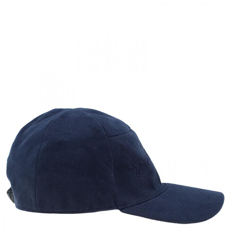 Pre Owned Giorgio Armani Navy Blue Signature Baseball Cap Size 60