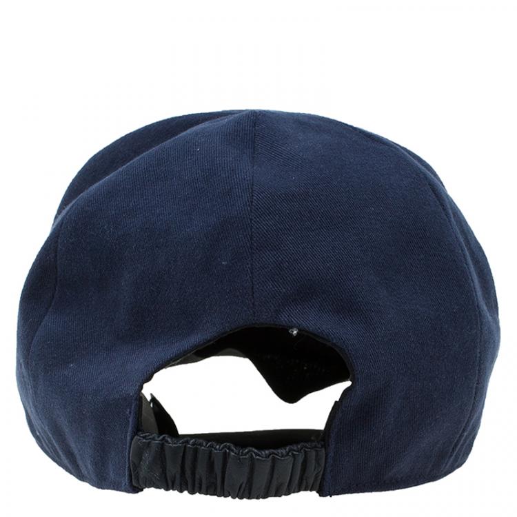 Pre Owned Giorgio Armani Navy Blue Signature Baseball Cap Size 60