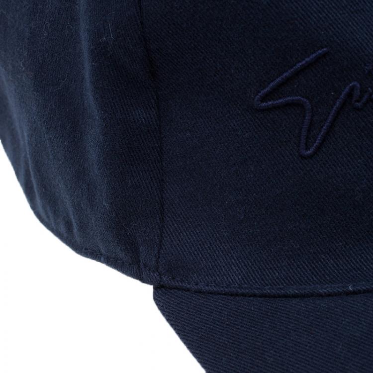 Pre Owned Giorgio Armani Navy Blue Signature Baseball Cap Size 60