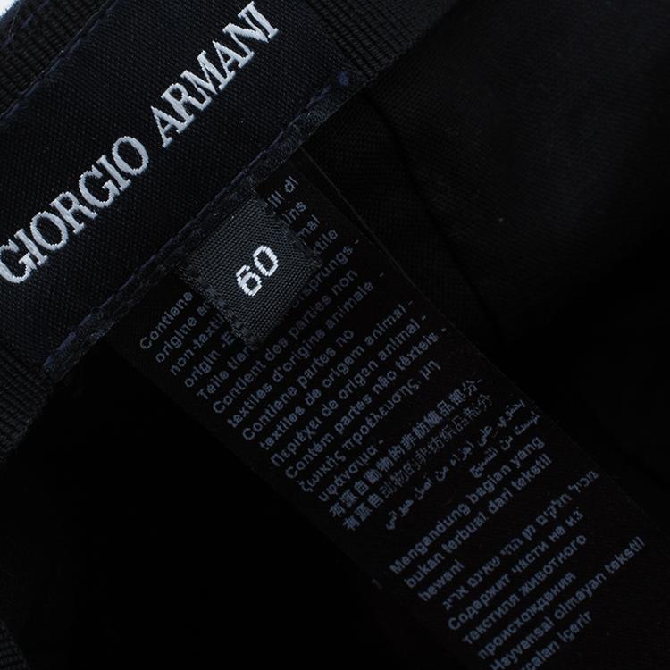 Pre Owned Giorgio Armani Navy Blue Signature Baseball Cap Size 60