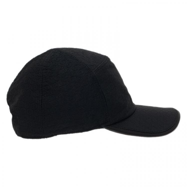 Pre Owned Giorgio Armani Black Monogram Baseball Cap Size 59