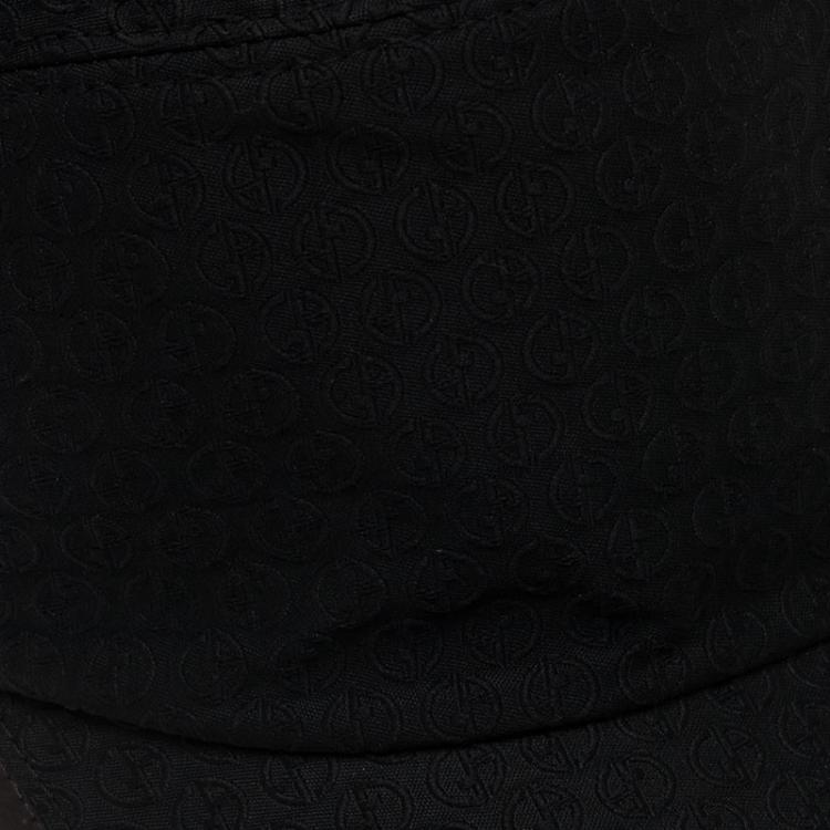 Pre Owned Giorgio Armani Black Monogram Baseball Cap Size 59