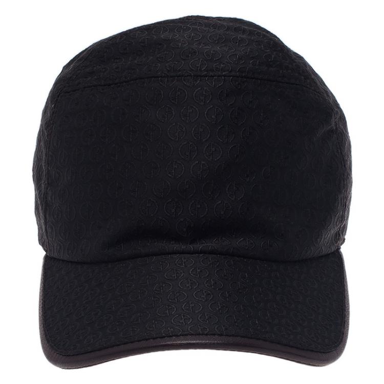 Pre Owned Giorgio Armani Black Monogram Baseball Cap