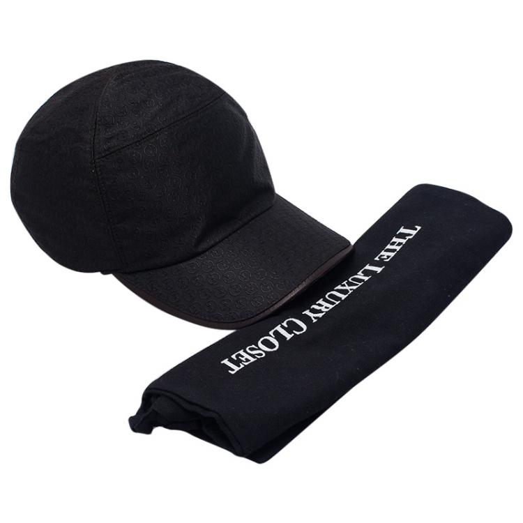 Pre Owned Giorgio Armani Black Monogram Baseball Cap