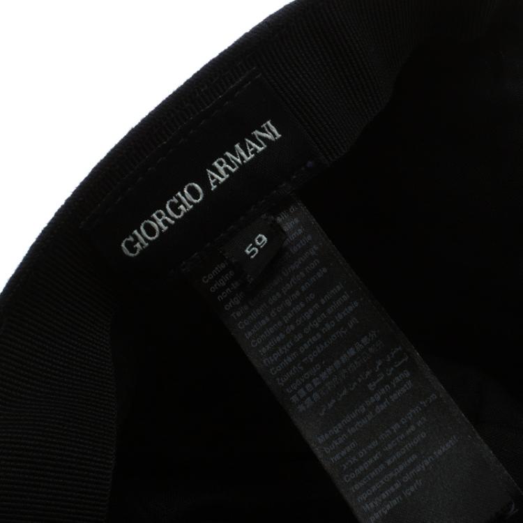 Pre Owned Giorgio Armani Navy Blue Logo Embroidered Baseball Cap XL ( Size 59 )