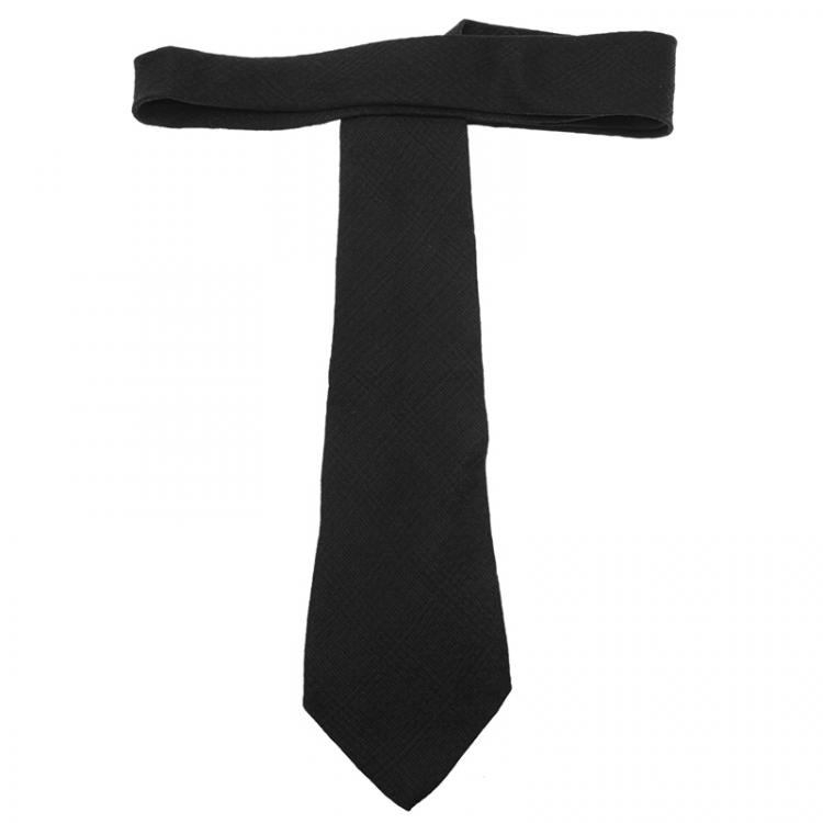 Pre Owned Giorgio Armani Black Pattern Silk Tie