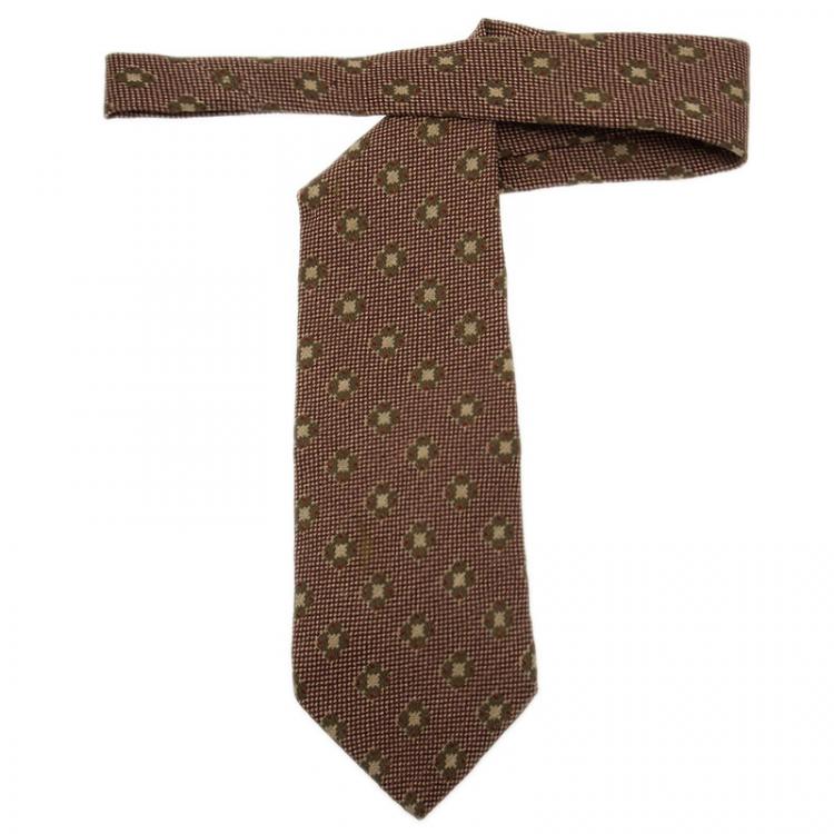 Pre Owned Giorgio Armani Brown Floral Silk Tie 