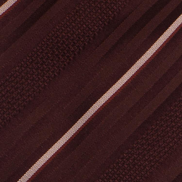 Pre Owned Giorgio Armani Burgundy Silk Striped Tie 