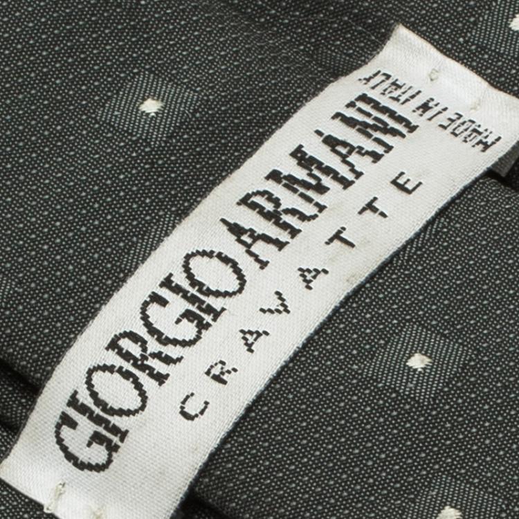 Pre Owned Giorgio Armani Grey Dotted Silk Tie 