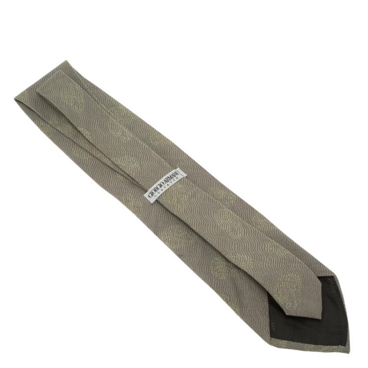Pre Owned Giorgio Armani Grey Pattern Silk Tie 