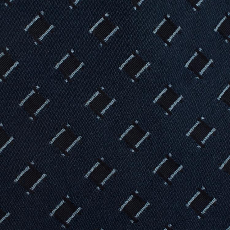 Pre Owned Giorgio Armani Navy Blue Printed Silk Tie