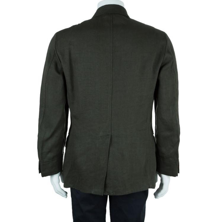 Pre Owned Giorgio Armani Mens Olive Green Jacket L