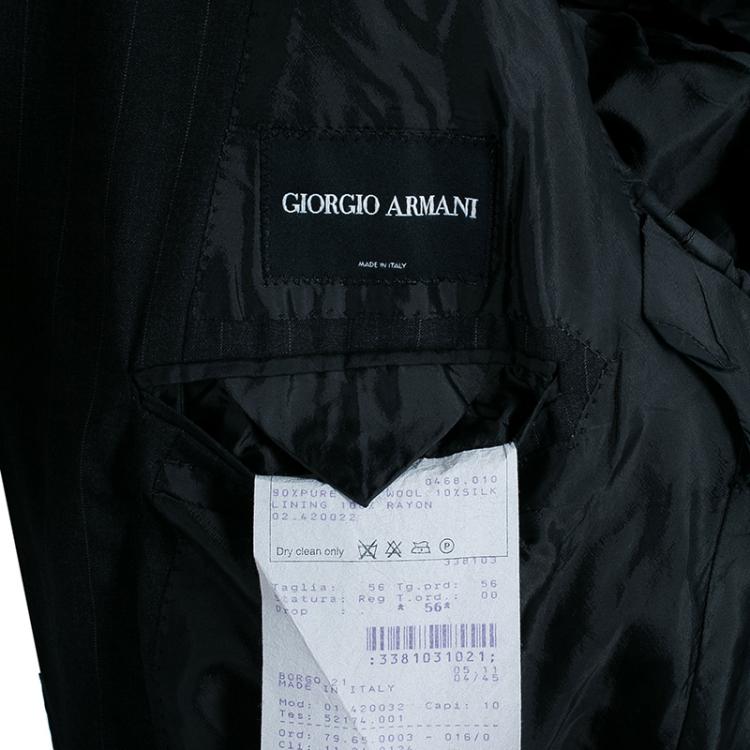 Pre Owned Giorgio Armani Men's Charcoal Grey Pinstripe Suit XL
