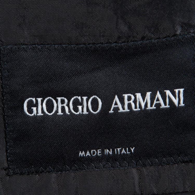 Pre Owned Giorgio Armani Grey Striped Wool Blazer L