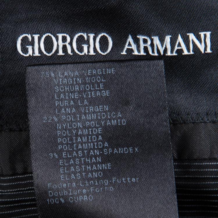 Pre Owned Giorgio Armani Grey Striped Wool Blazer L