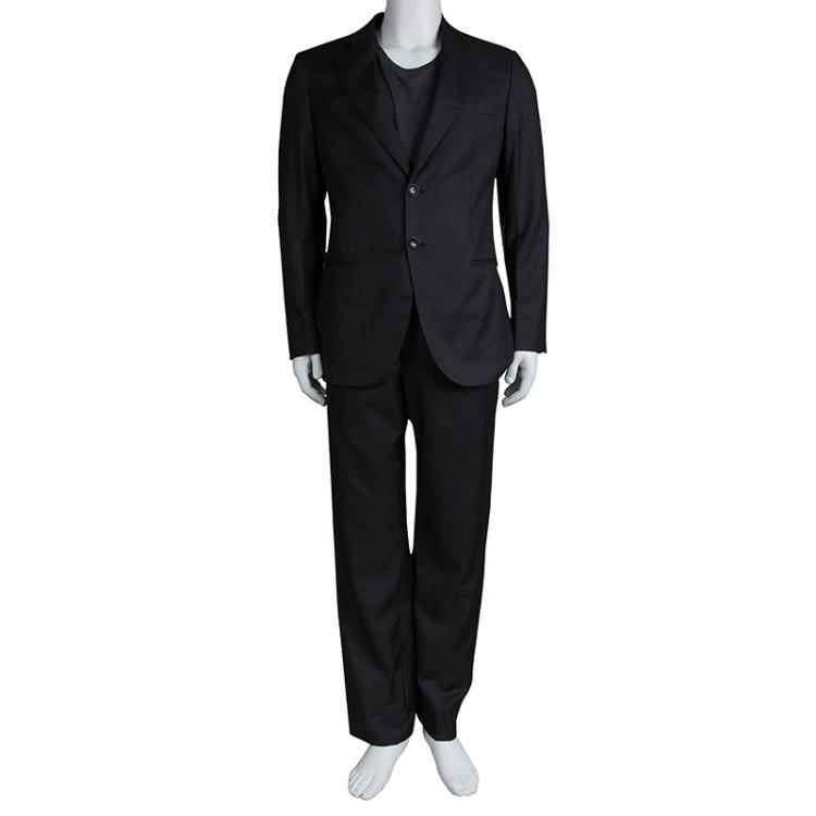 Pre Owned Giorgio Armani Grey Wool Suit L