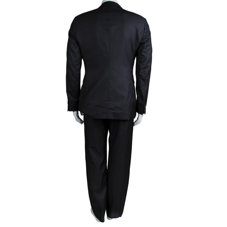 Pre Owned Giorgio Armani Grey Wool Suit L