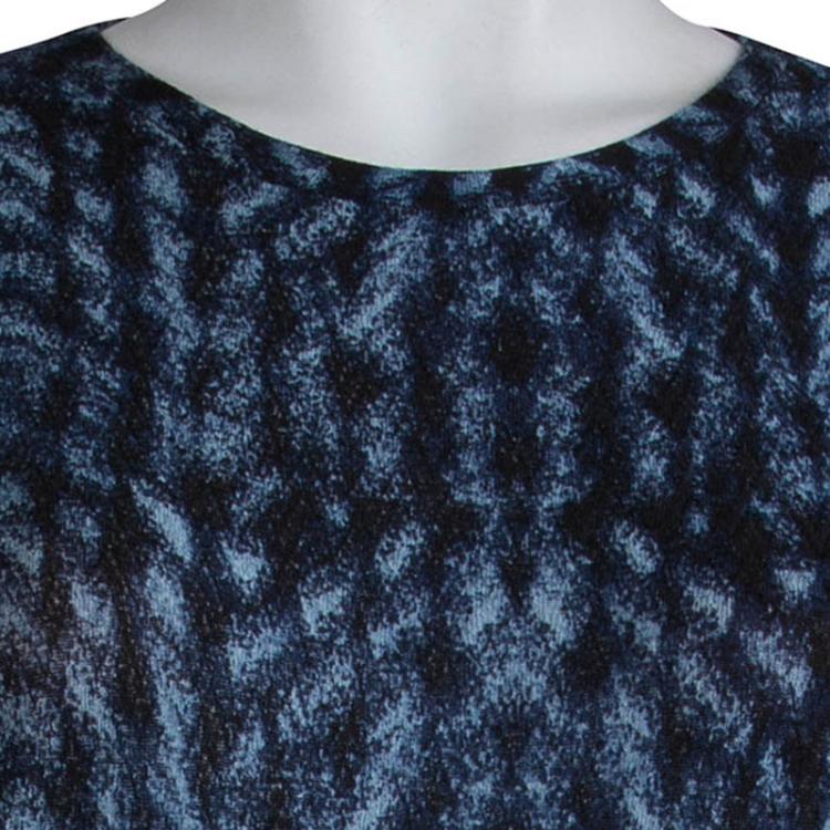 Pre Owned Giorgio Armani Blue Printed Crew Neck Sweater L