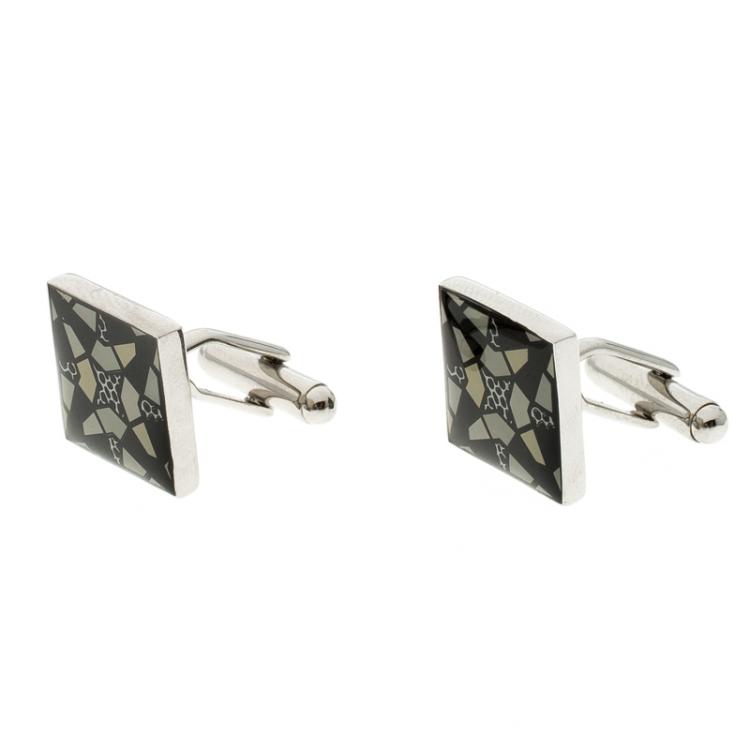Pre Owned Givenchy Grey Enamel Cufflinks