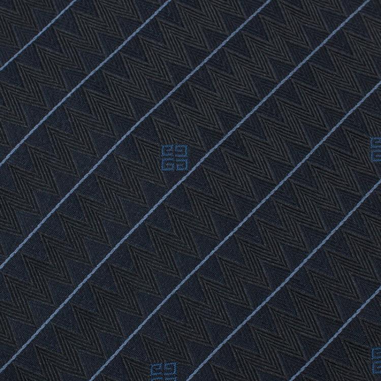 Pre Owned Givenchy Grey Silk Striped Tie