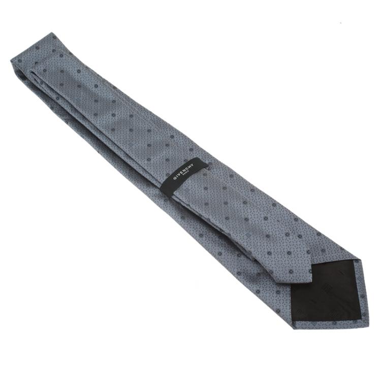 Pre Owned Givenchy Grey Silk Dotted Tie
