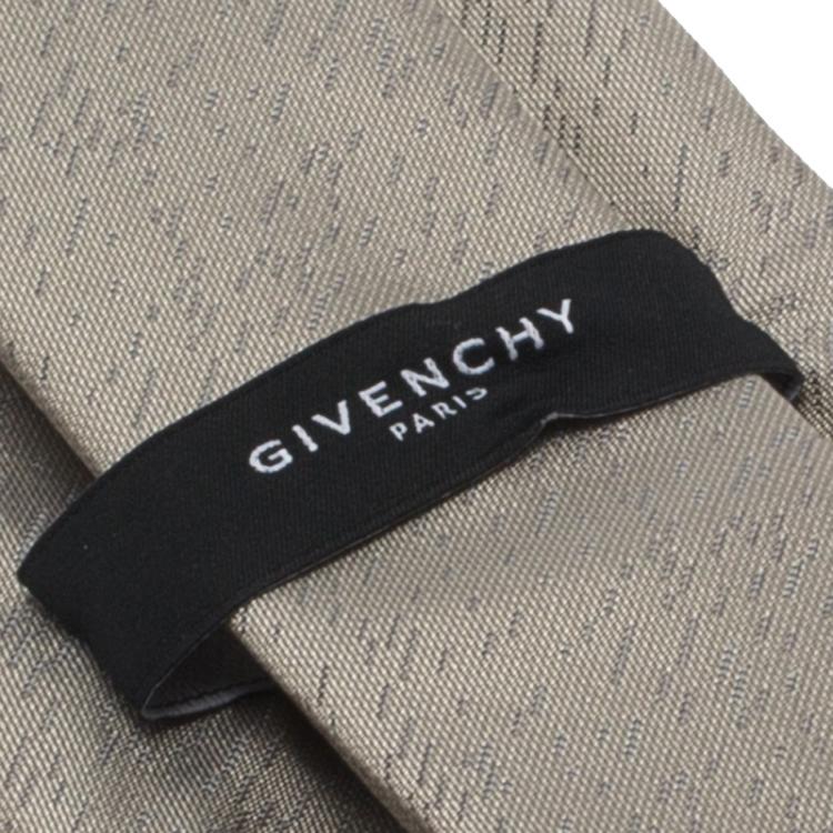 Pre Owned Givenchy Grey Textured Silk Tie