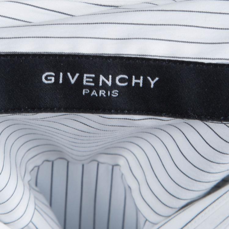 مملوكة مسبقًا Givenchy White Striped Long Sleeve Button Front Shirt L