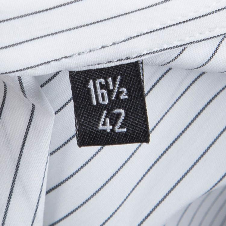 مملوكة مسبقًا Givenchy White Striped Long Sleeve Button Front Shirt L