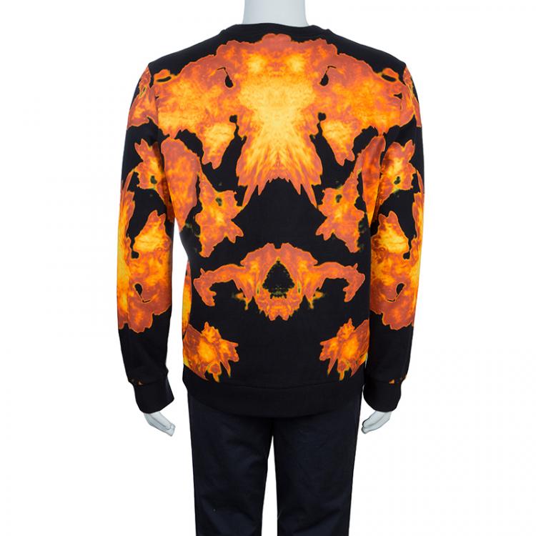 Pre Owned Givenchy Flame Print Cuban Fit Cotton Sweatshirt L
