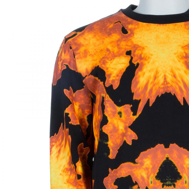 Pre Owned Givenchy Flame Print Cuban Fit Cotton Sweatshirt L