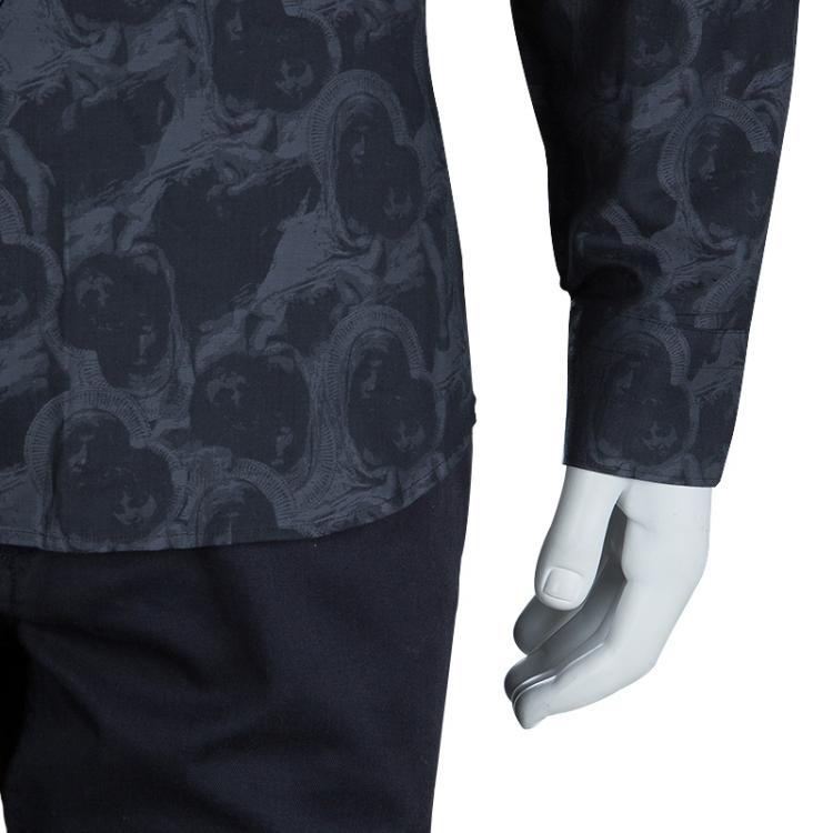 Pre Owned Givenchy Grey Printed Long Sleeve Buttondown Cotton Shirt M