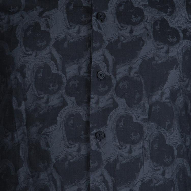 Pre Owned Givenchy Grey Printed Long Sleeve Buttondown Cotton Shirt M