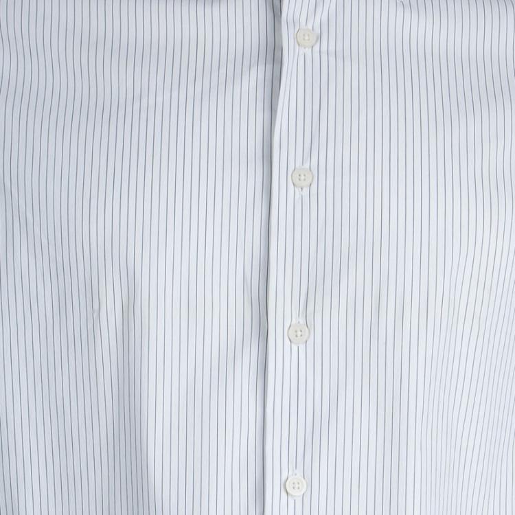 Pre Owned Givenchy White Striped Long Sleeve Button Front Shirt L