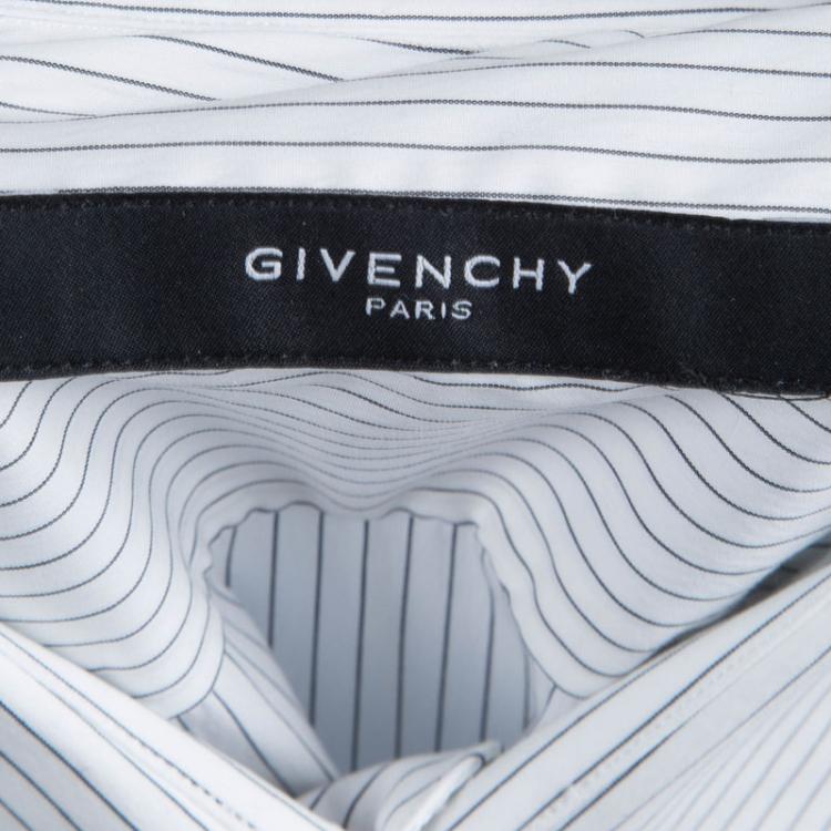 Pre Owned Givenchy White Striped Long Sleeve Button Front Shirt L