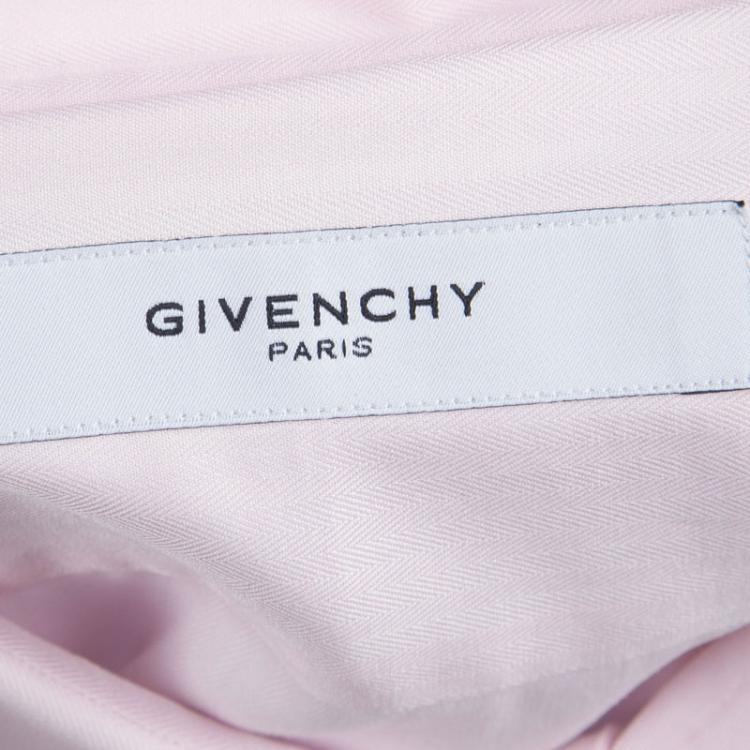 Pre Owned Givenchy Pink Herringbone Cotton Long Sleeve Button Front Shirt L 