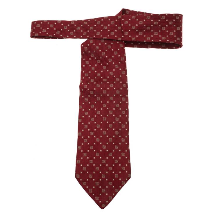 Pre Owned Givenchy Red Logo Silk Tie