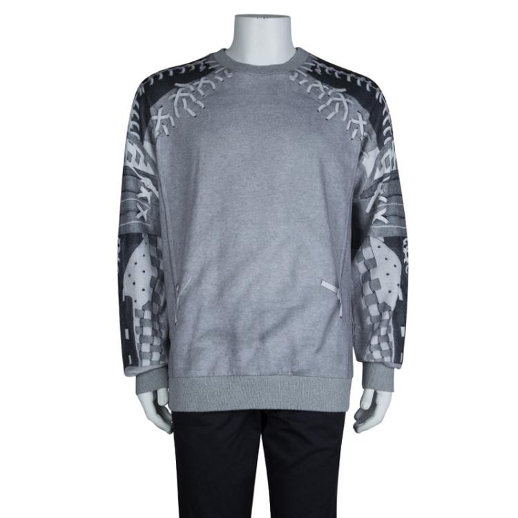 Pre Owned Givenchy Grey Shoe Lace Print Sweatshirt L