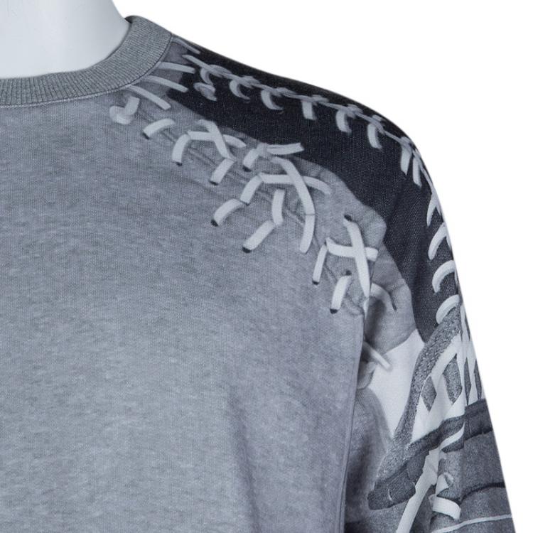 Pre Owned Givenchy Grey Shoe Lace Print Sweatshirt L