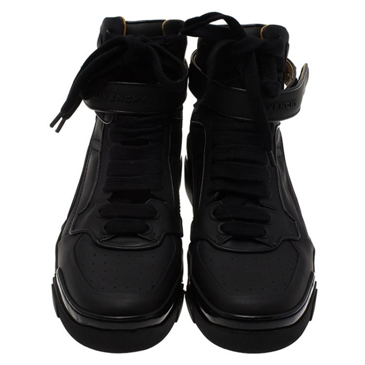 Pre Owned Givenchy Black Leather High Top Sneakers Size 44