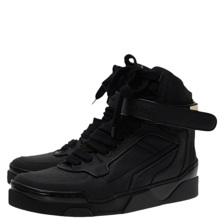 Pre Owned Givenchy Black Leather High Top Sneakers Size 44
