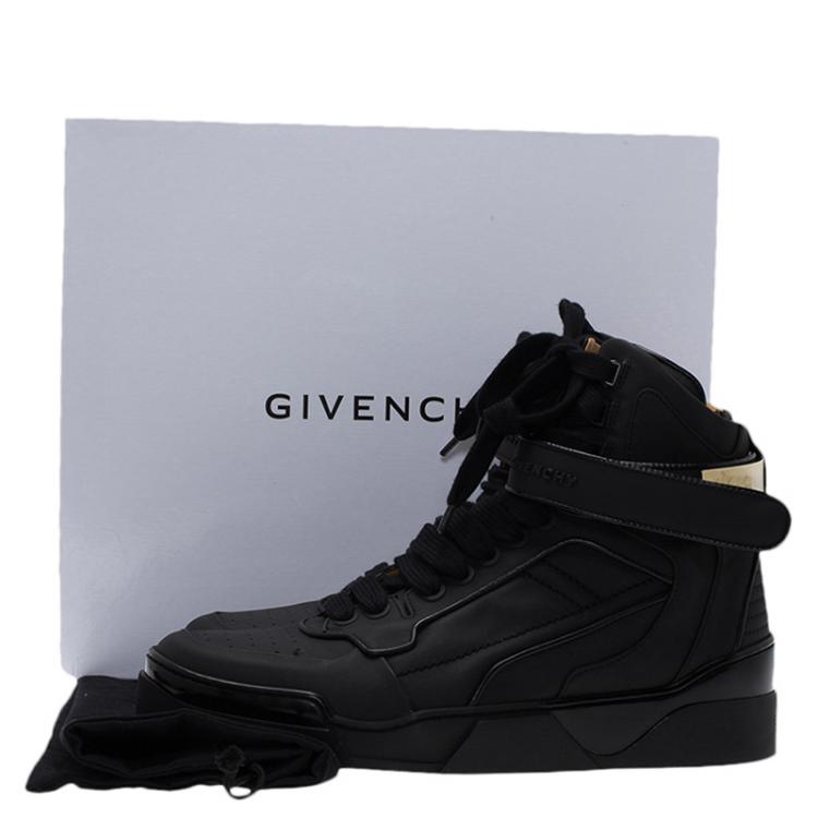 Pre Owned Givenchy Black Leather High Top Sneakers Size 44