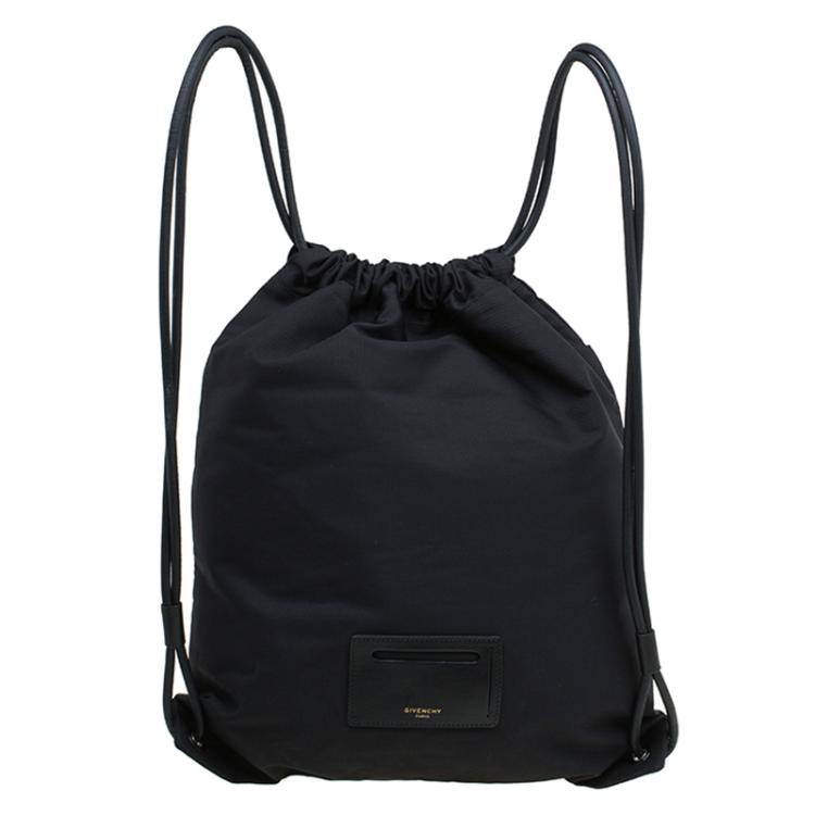 Pre Owned Givenchy Black Nylon Stars Stripes Drawstring Backpack