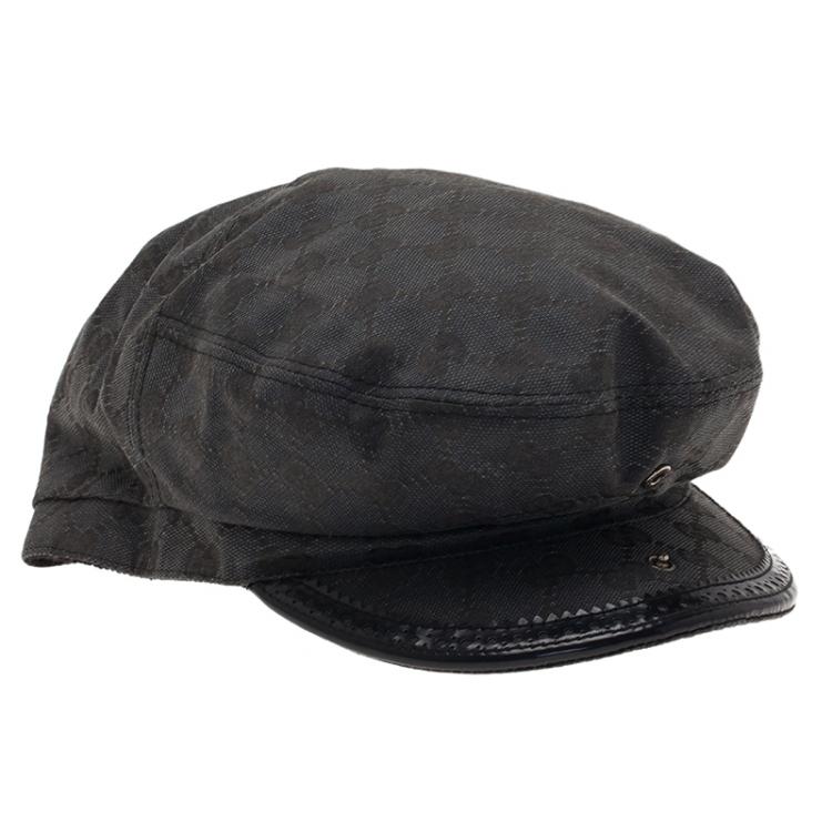 Pre Owned Gucci Black Guccissima Cap Size S