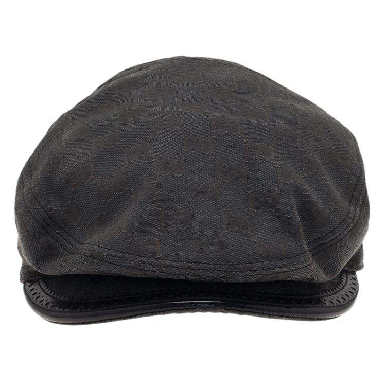 Pre Owned Gucci Black Guccissima Cap Size S