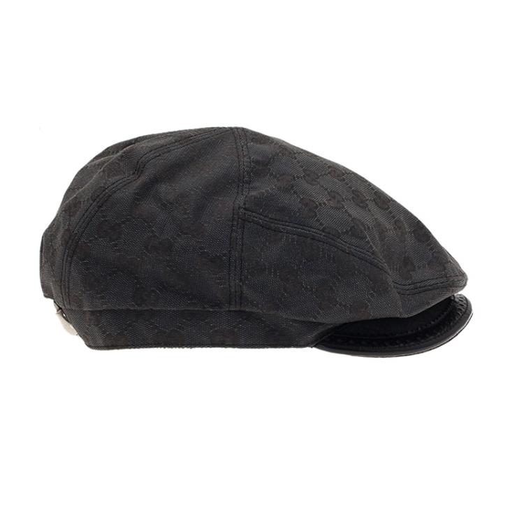 Pre Owned Gucci Black Guccissima Cap Size S