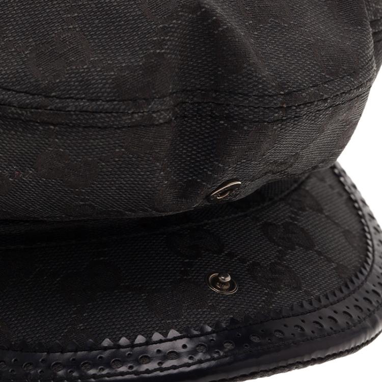 Pre Owned Gucci Black Guccissima Cap Size S