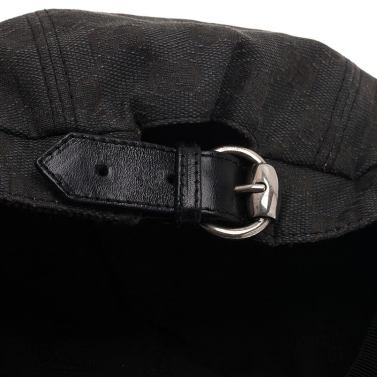 Pre Owned Gucci Black Guccissima Cap Size S