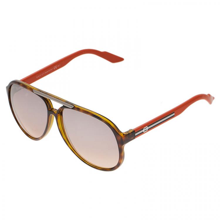 Pre Owned Gucci Tortoise Frame GG1627 Aviators
