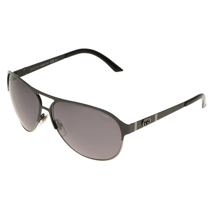 مملوكة مسبقًا Gucci Black GG4233 Half Rimmed Aviators