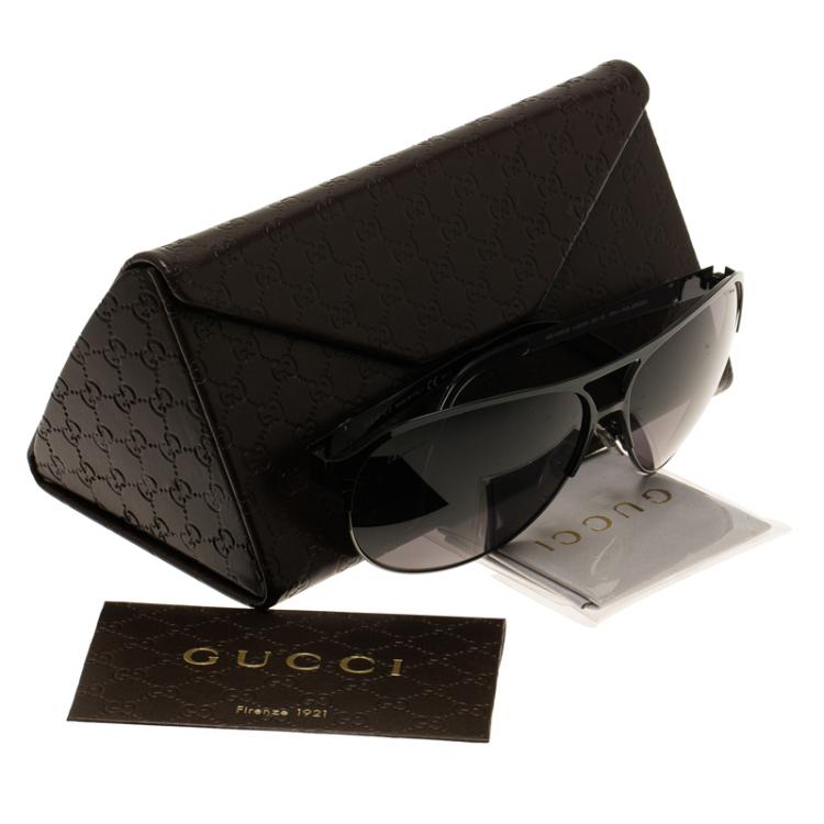 مملوكة مسبقًا Gucci Black GG4233 Half Rimmed Aviators